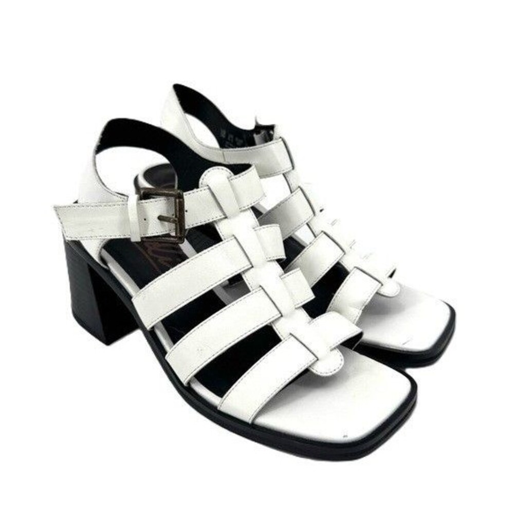 Zodiac 6.5 M White Joleen Faux Leather Strappy Block Heel Sandals NIB SF6